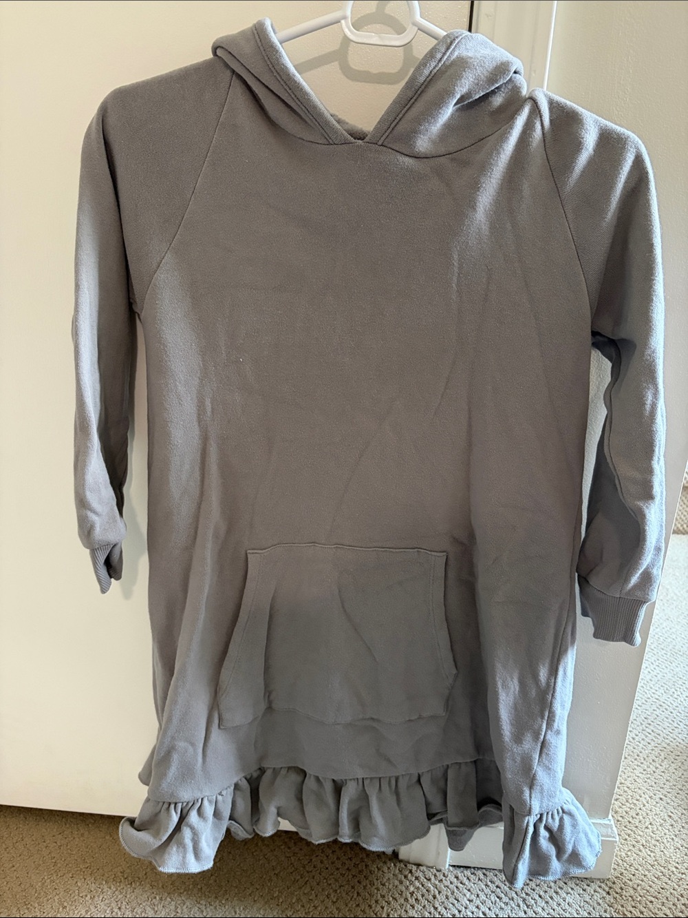 Chaser Girls' Gray Hooded Ruffle Hem Dress